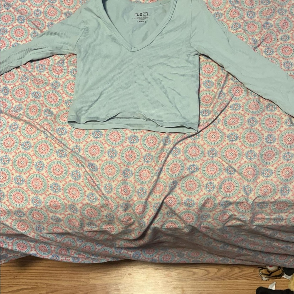 Rue21 Women's Light Blue V-Neck Top